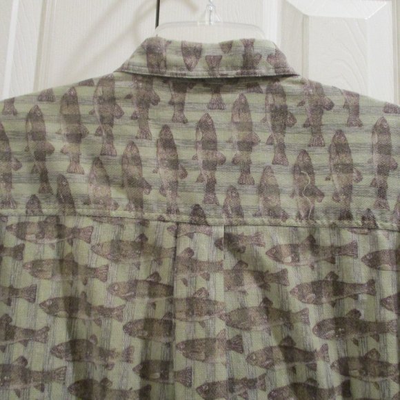 Woolrich Short Sleeve Fish Print Shirt sz XL 100% Cotton Short Sleeve Casual - Picture 7 of 9